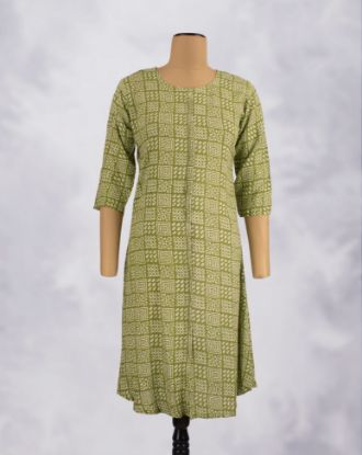 Picture of Pepper Green Prints A-Line Kurti