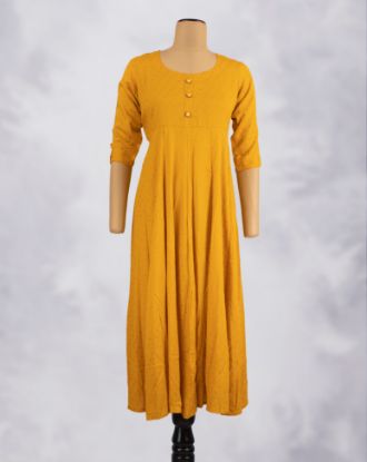Picture of Yellow Gold Prints Umbrella Kurti 