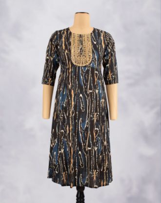 Picture of Navy Blue  Zari Umbrella Kurti