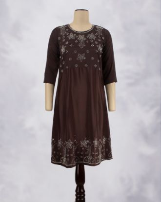 Picture of  Brown Mirror Umbrella Kurti 