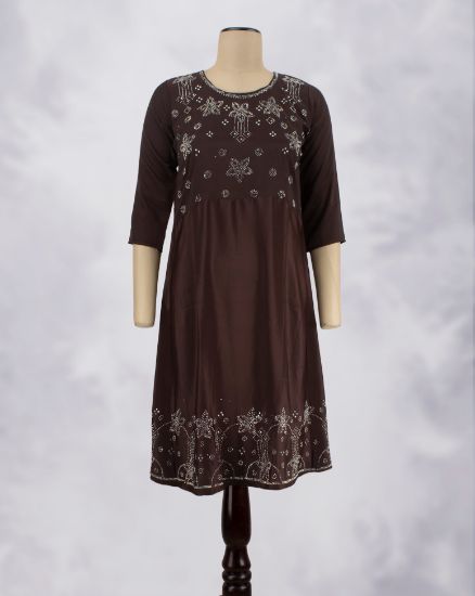 Picture of  Brown Mirror Umbrella Kurti 