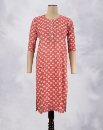 Picture of Pink Stone Works Straight Kurti