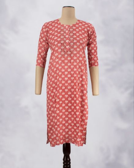 Picture of Pink Stone Works Straight Kurti