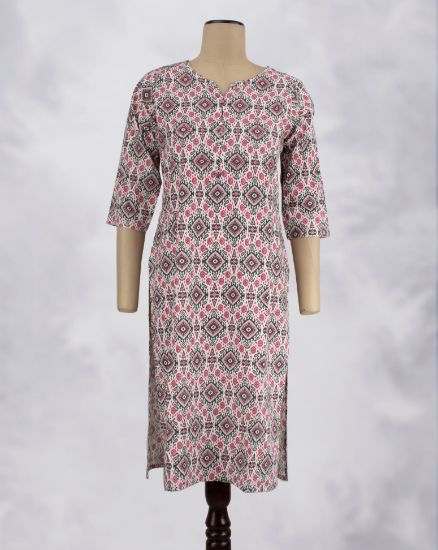 Picture of Rose Motif's Prints Straight Kurti