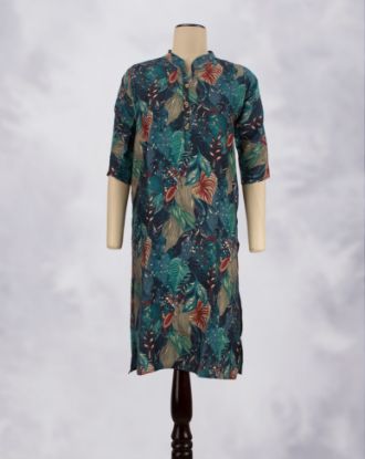 Picture of Green Printed Straight Kurti
