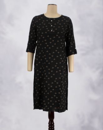 Picture of Black Gold Printed Straight Kurti