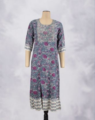 Picture of Grey Zamiki & Printed Umbrella Kurti
