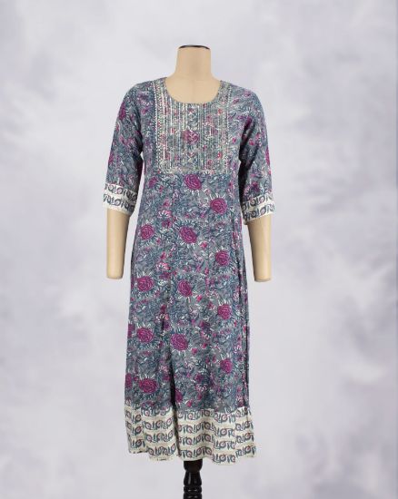 Picture of Grey Zamiki & Printed Umbrella Kurti