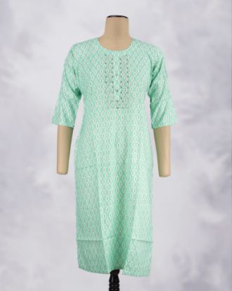 Picture of Lite Green Stone Works Straight Kurti