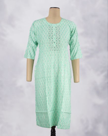 Picture of Lite Green Stone Works Straight Kurti
