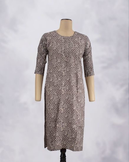 Picture of Grey Stone Work Straight Kurti