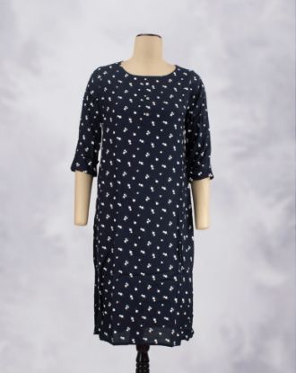 Picture of Navy Blue Motif's Straight Kurti